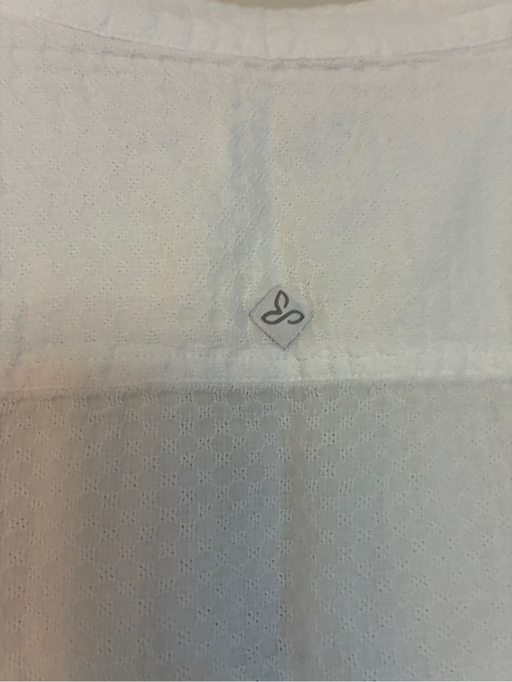 Prana Ellie Top White Short-Sleeve Pintuck Button Front Top Mandarin Collar Y2K - Picture 8 of 9